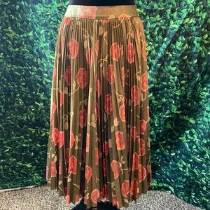 Kate Spade Hazy Rose Pleated Lame Skirt Bronze Metallic Size 10